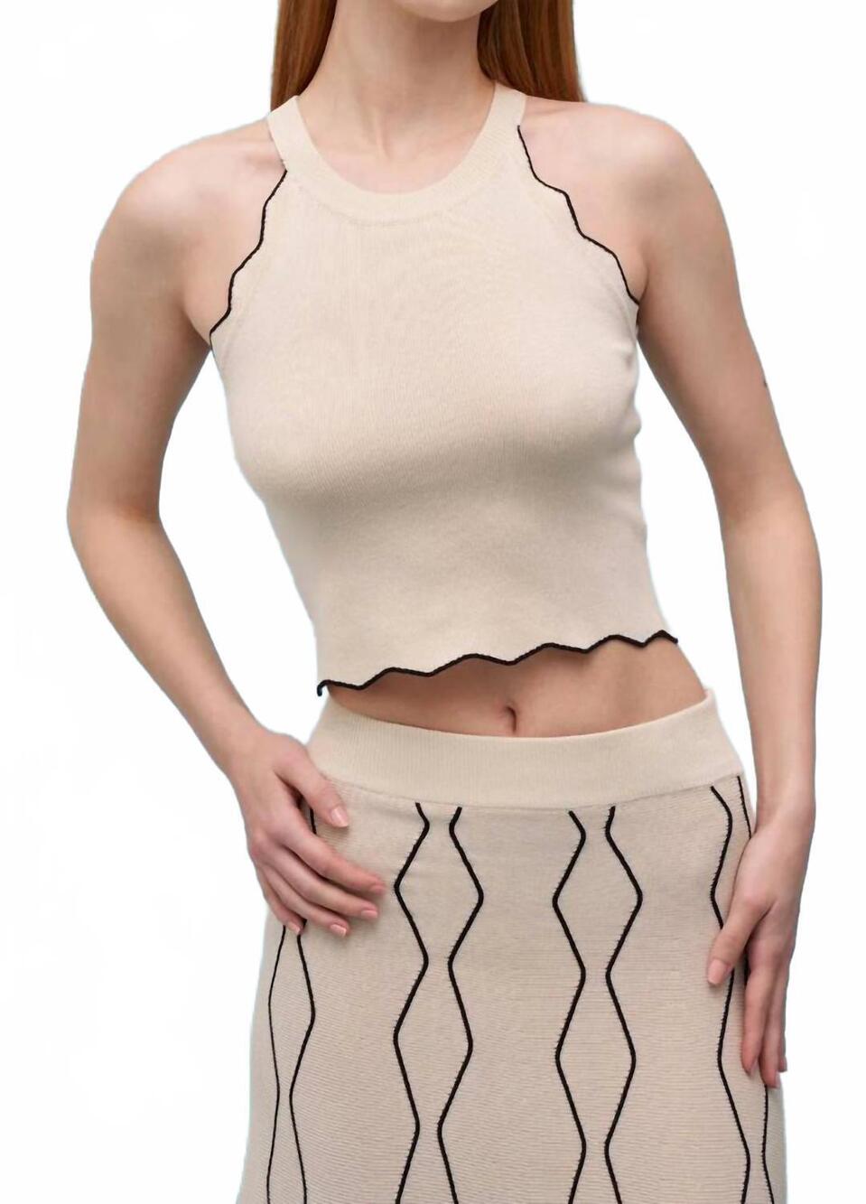 NEW ASTRID azzura sleeveless knit top in sand